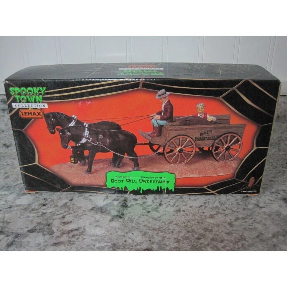 2009 Lemax Spooky Town Boot Hill Undertaker Retired Table Accent